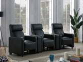 Orleans Furniture - Coaster - Toohey Upholstered Tufted Recliner Living Room Set Black - 600181-S3A